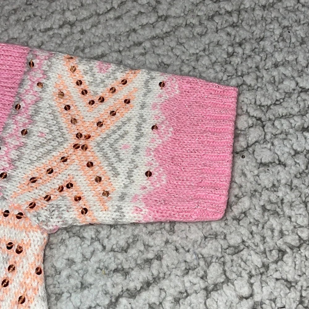 Justice Pink Sequin Short Sleeve Sweater Dress, Size 8